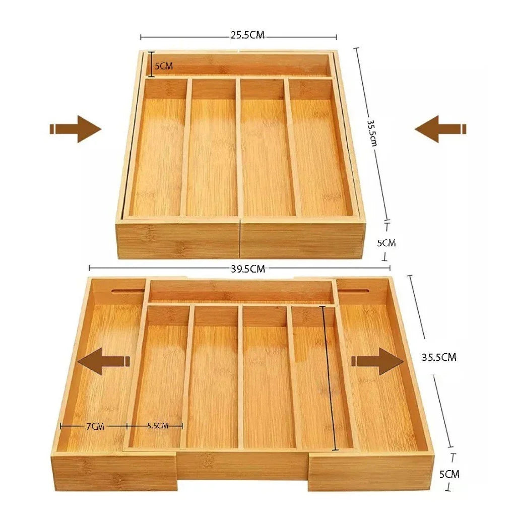 Porta-Talheres de Bambu Extensível