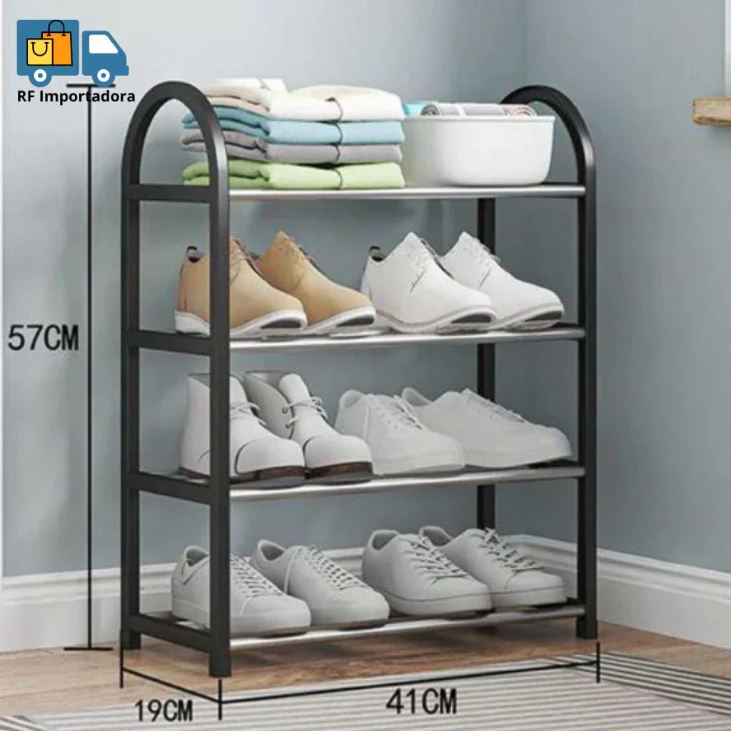 Sapateira Simples De Tubos De Aço Com 4 Andares Para Quarto Dormitório Sala